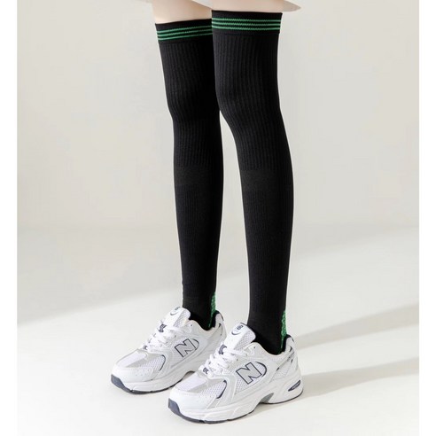 [3:100] Calf sock 스포츠 오버니삭스 63cm, 블랙, 2세트