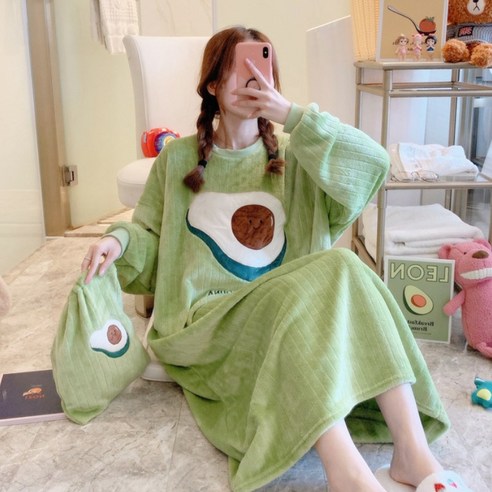 에쉬울프 오버핏 박시원피스 수면 잠옷 주머니 셋트 산후조리용 산모잠옷