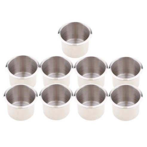 보트 RV 자동차 소파에 대 한 9Pcs 크롬 광택 금속 녹슬지 않는 컵 음료 홀더, 68x55mm, 실버, 스테인레스 스틸