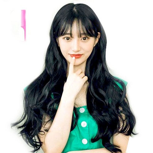 가발매니아 큐리펌 66cm 리얼라인피스(제디원사) 하이커버피스 풀커버 오픈 반가발 여자부분+꼬리빗 1개, 다크블랙