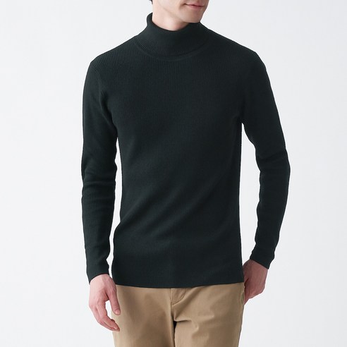 무인양품 MUJI 남성 목이 편한 리브 터틀넥 스웨터 AAC01A0A