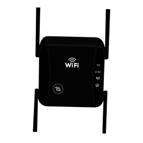 가정용 1200Mbps WiFi 연장기 중계기 5G 2.4G 듀얼 밴드, 검은 색, 85x75x40mm, 플라스틱