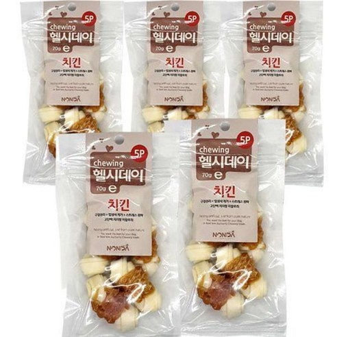 논다 헬시데이 강아지 츄잉껌 5p, 치킨, 70g, 5개