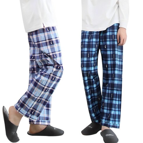 슬레진저 남성 코튼 체크 파자마 2종 세트: 편안한 밤을 위한 완벽한 선택 면잠옷바지