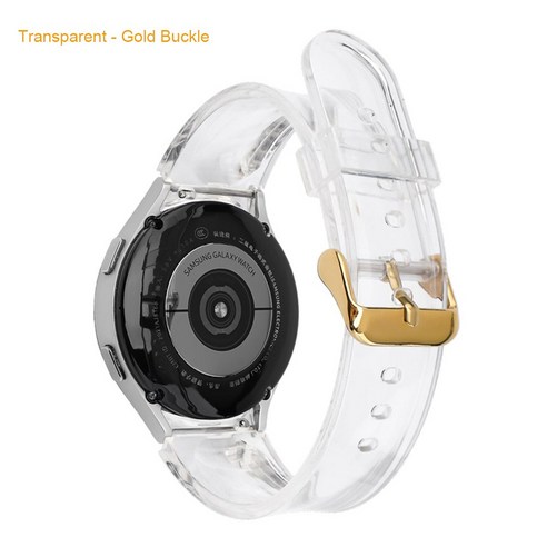 부드러운 투명 TPU 실리콘 스트랩 삼성 갤럭시 시계 4 클래식 46mm 42mm/44mm 40mm Smartwatch 밴드 곡선 엔드 시계 밴드, Transparent-Gold, watch 4 40mm