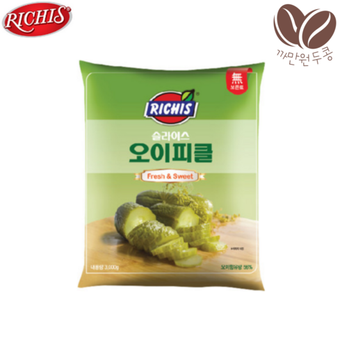 리치스 오이피클 파우치 3kg 슬라이스, 1개