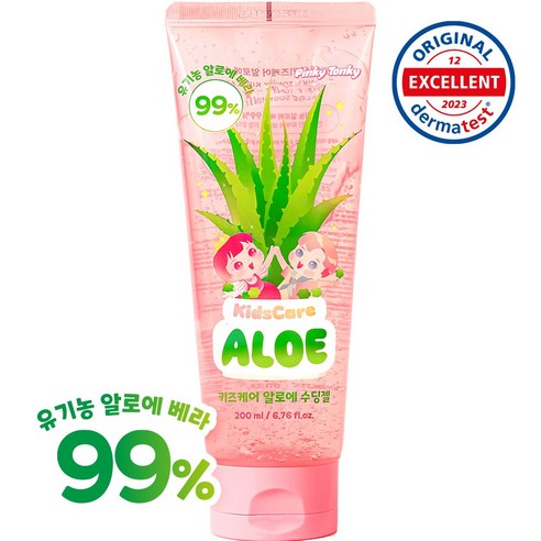 핑키통키 유아 키즈케어 유기농 알로에 99% 수딩젤, 1개, 200ml