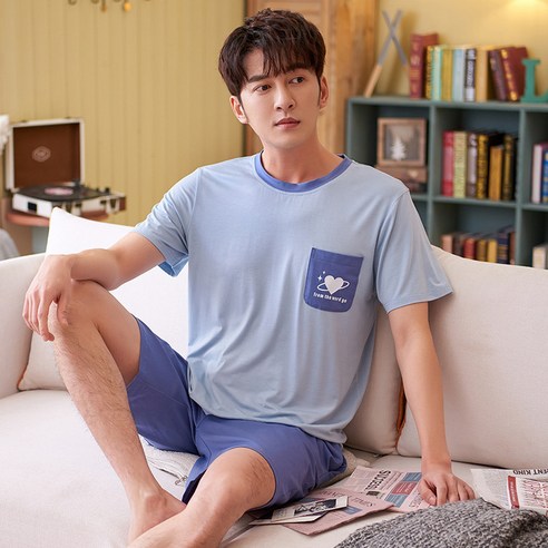 DFMEI RC 모달 잠옷 남성 여름 반팔 반바지 커트 사이즈 홈웨어 캐주얼 세트 업체