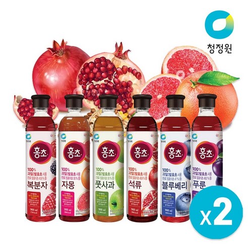 청정원 청정원 홍초 6종 900ml 6종 3개, 레몬&라임 3개