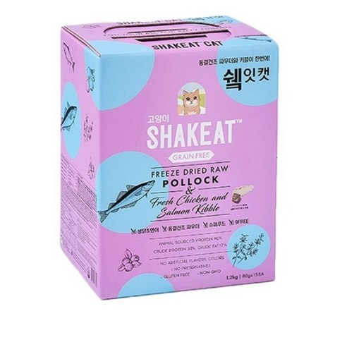 쉨잇 캣 전연령 파우치 박스 북어 건식사료 15p, 닭+연어, 1.2kg, 2개
