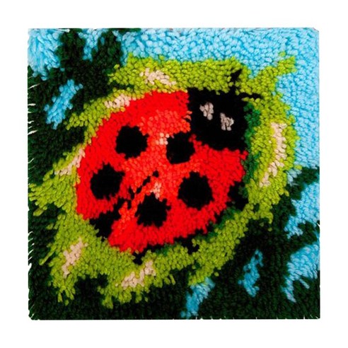 래치 후크 러그 카펫 십자수 키트 러그 카펫 쿠션 매트 자수 키트, 무당 벌레, 30x30cm, 아크릴