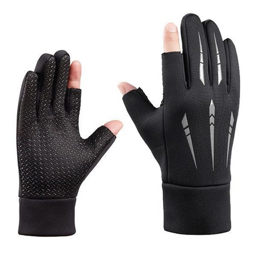 겨울 방한 기모 손가락 오픈 스포츠 장갑 핑거 오픈 터치 라이더 낚시 등산 배달대행, 레드_