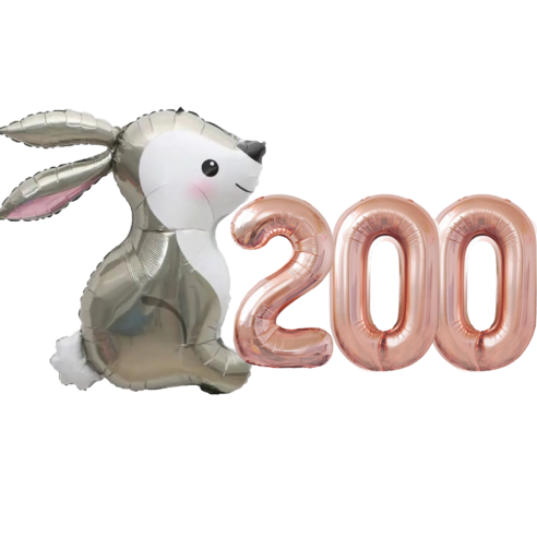 파파 파티 토끼 풍선 생일 파티 숫자 풍선 세트, 토끼 200, 1세트