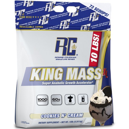 로니콜맨시그니처시리즈 King Mass XL Super Anabolic Growth Accelerator Cookies & Cream, 1개, 4.54kg