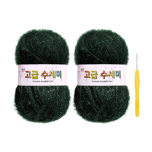울클럽 별꽃수세미 DIY 고급수세미실 80g 2볼 + 코바늘 6호 (동영상제공), 169딥그린
