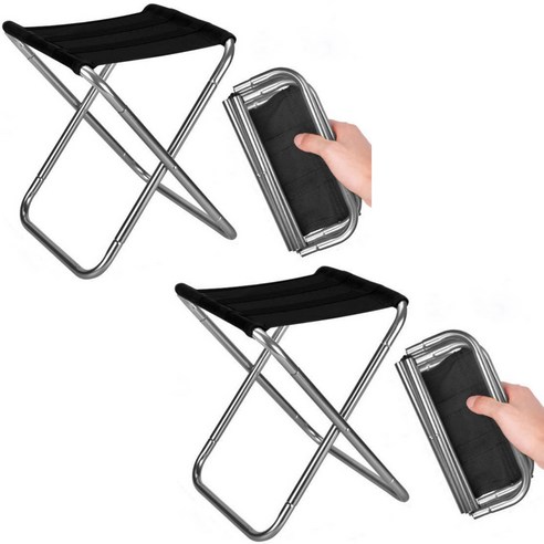 초경량 휴대용 접이식 미니 의자 2개 세트, 블랙 스포츠/레저