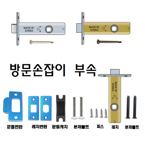 방문손잡이 랫지 면판 피스세트 부속품 잠금핀 스트라이커, 04번 60/7열쇠형