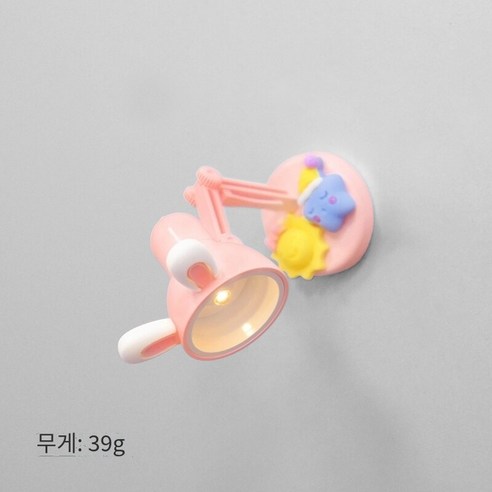 창조적 인 밝은 작은 책상 램프 자석 냉장고 자석 귀여운 냉장고 문 장식 야광 자기 흡입 페이스트, 핑크 램프 흰 토끼 귀, 중간