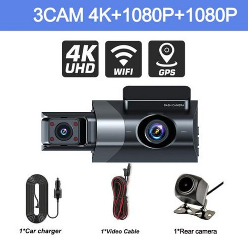 룸미러 블랙박스 DVR 차량용 대시 캠 자동차 3 채널 전면 및 후면 카메라 와이파이 GPS 비디오 녹음기 주차 모니터 액세서리 4K, 5) X137-4K-GPS WIFI - 32G