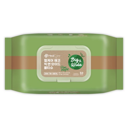 자연과 나를 위한 선택, 헬케어 생분해 에코 빅앤와이드 물티슈
