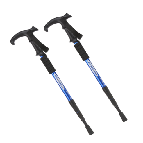 TREX 두랄루민 경량 4단 등산스틱 T자형, 블랙, 2개