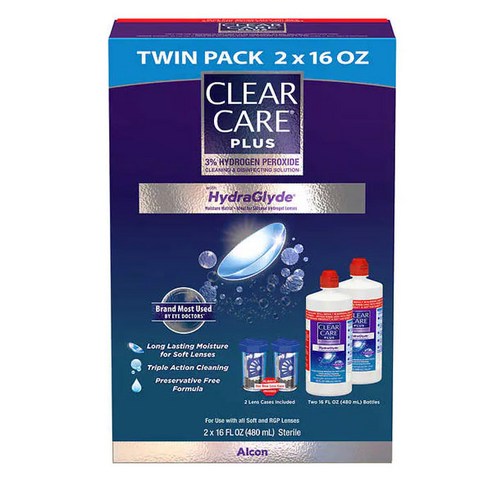 알콘 클리어 케어 플러스 하이글라이드 렌즈세척액 Clear Care Plus Cleaning & Disinfecting Solution 32 Ounces, 2개, 480ml