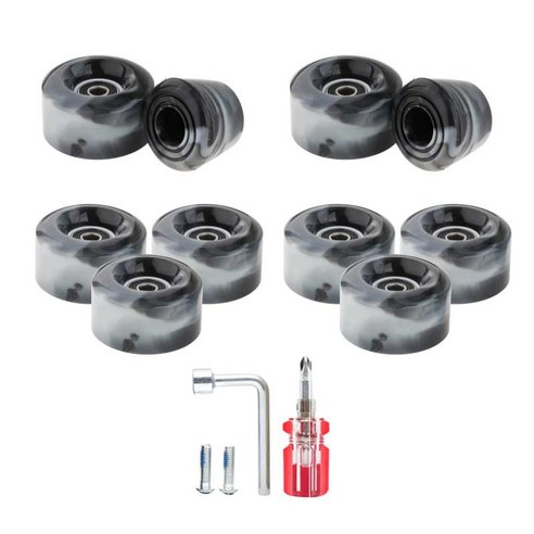 8pcs 32x58mm 쿼드 야외 롤러 스케이트 바퀴 롤러 스케이트 바퀴 이중 행 스케이트/스케이트 보드 용 베어링 포함, 검정 흰색, {"수건소재":"PU"}