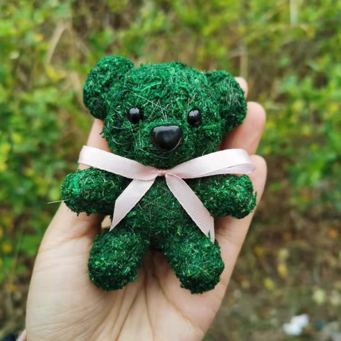 [LOVE MQ] 1pcs 자연 신선한 이끼 영원한 곰 인공 테디 보존 DIY 웨딩 파티 장식 생일 로즈 선물 상자, 하나, 녹색 눈
