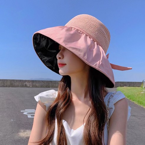 VINEGRAY 햇빛가리개 챙넓은 모자 리본 여름