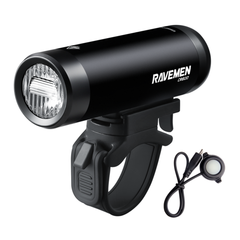 RAVEMEN CR600 자전거 라이트 전조등 T형 눈부심 방지 600루멘 1600 mAh 프로페셔널 자전거 전조등, 5개, 블랙