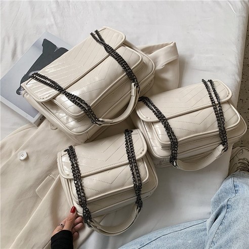 프리미엄 질감 심플한 가방 트렌디 체인 숄더 여성백 크로스 라인 스퀘어 가방
