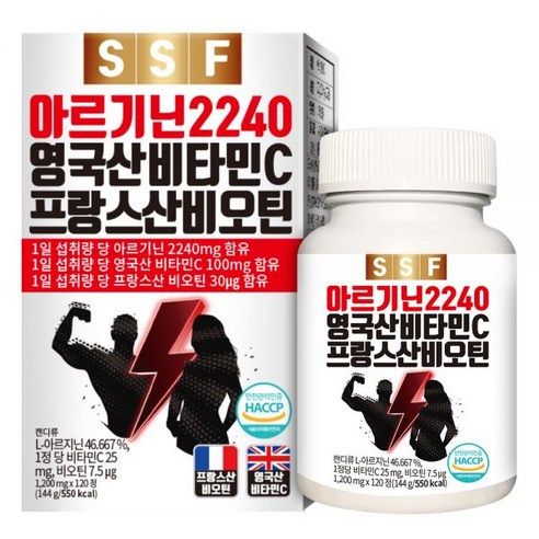 순수식품 고함량 L-아르기닌 2240mg 1박스(1200mgx120정) 타우린 바티민씨, 120정, 1개