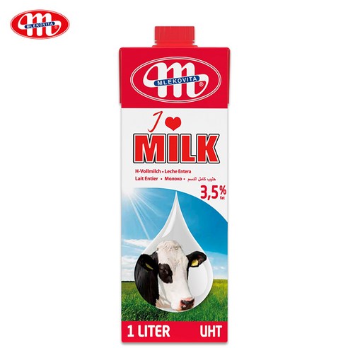 [ 멸균우유1L ] 믈레코비타 멸균우유1L X 5팩 / 수입우유/ 폴란드우유, 1L, 5개