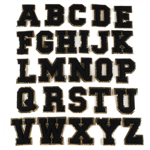 26pcs 편지 패치 의류에 대 한 편지에 철분 수 놓은 알파벳 장식 패브릭 패치 검은 색, 하나, 보여진 바와 같이