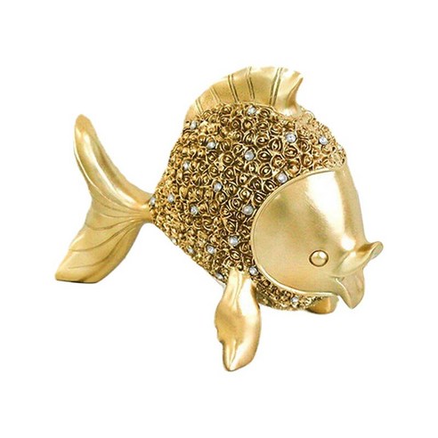 세련된 실물 같은 물고기 입상 예술 조각 금붕어 장식 기념품, 수지, 골든
