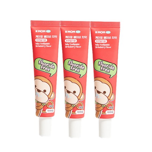 케이맘 베이비 앤 키즈 처음 치약 무불소, 30g, 3개