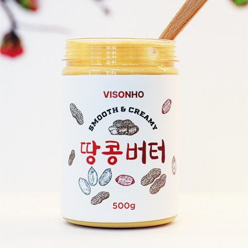 [VISONHO] 100% 무첨가 땅콩버터 피넛버터, 470g, 4개