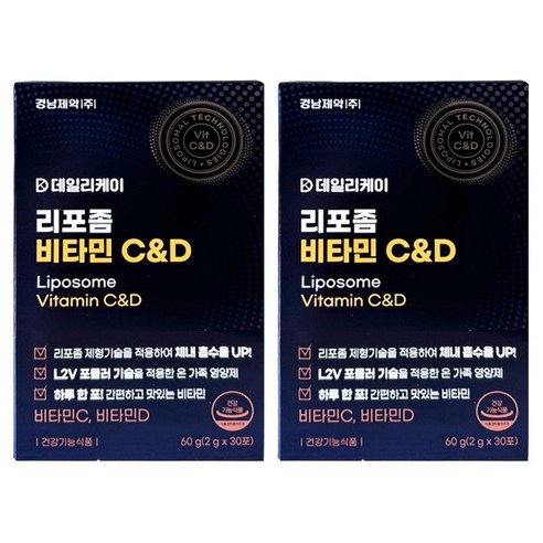 경남제약 데일리케이 리포좀 비타민 C & D 30p, 60g, 2개