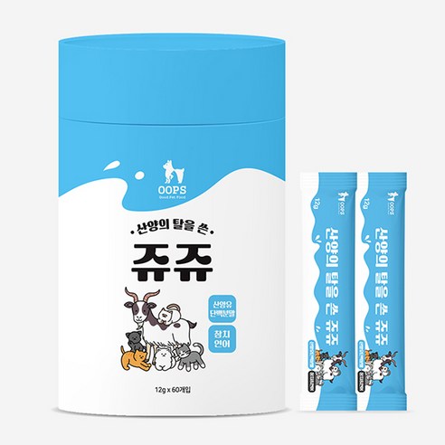 웁스 산양의 탈을 쓴 쥬쥬 (짜먹는 고양이 간식), 12g, 60개, 참치+연어