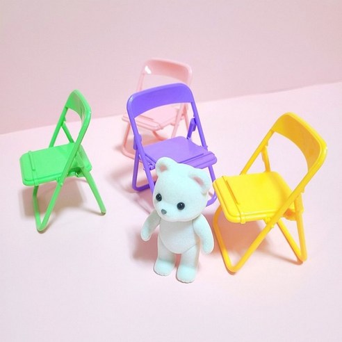 접이식 휴대폰 거치대 미니어쳐 의자 인테리어 소품 소장용 휴대폰 학원 교회 기념품 용품 매장, 본상품선택, 1개, 옐로우