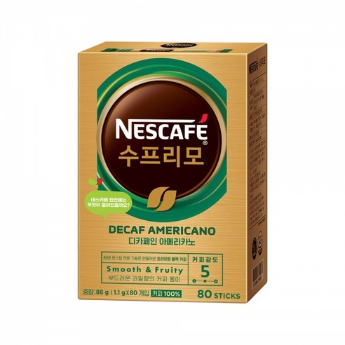 수프리모 디카페인 아메리카노 커피 스틱, 1.1g, 80개입, 1개