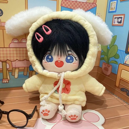 모카돌 10cm 15cm 20cm 솜인형옷 토끼 후드티, 15cm 솜인형, 옐로우, 1개