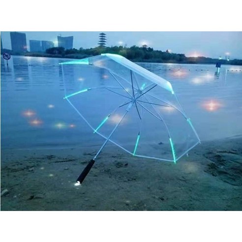 USB충전식 선풍기 우산 LED 투명 장우산