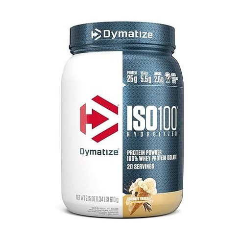 다이마타이즈 ISO100 가수분해 단백질 파우더 100 분리유청 25g BCAA 5.5g 글루텐 프리 빠른 흡수 쉬운 고메 초콜릿 20인분 1개, Vanilla, 610g