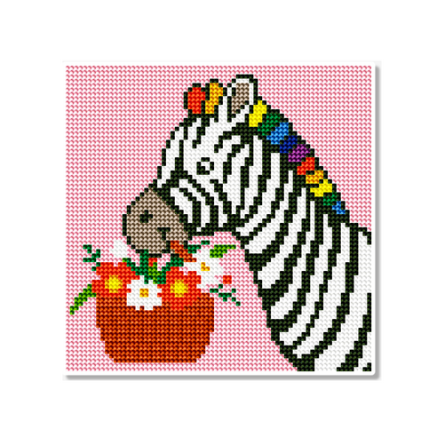모모픽스 보석십자수 20x20cm 캔버스형 동물 공룡, DB15 꽃바구니 얼룩말