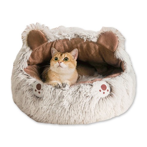 믹스MICS 반려동물 동굴방석 펫하우스 동굴집 동굴쿠션 강아지 고양이 직경50cm, 브라운(직경50cm)