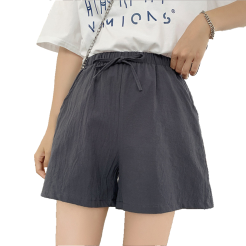 여성용 린넨 면 편안한 밴딩 A라인 3부 반바지 Women's shorts