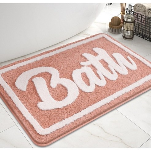 양드레 욕실 발매트 주방매트, Bath 핑크M(50x80)