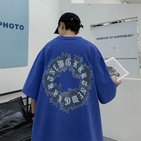 DFMEI 미국 복고풍 반팔 남성 조수 브랜드 트렌드 반팔 느슨한 모든 경기 티셔츠 여름 얇은 섹션 점 소매
