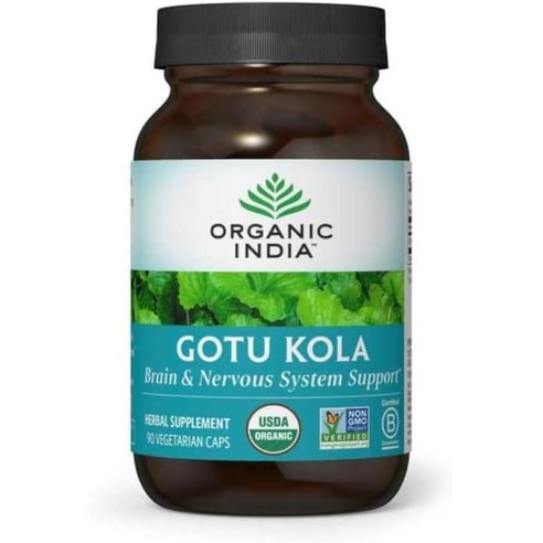 올가닉인디아 Gotu Kola 병풀 추출물 700mg 90개 보충제, 비건, 1개